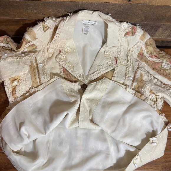 Vintage Coldwater Creek PXL Boho Floral Lace Embroidered Jacket Blazer Cowgirl - Picture 5 of 7